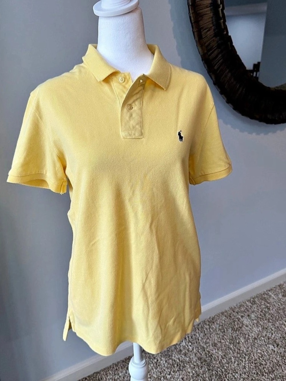 Polo Ralph Lauren Boys Yellow Short Sleeve Pique Mesh Polo Shirt Size L 14-16